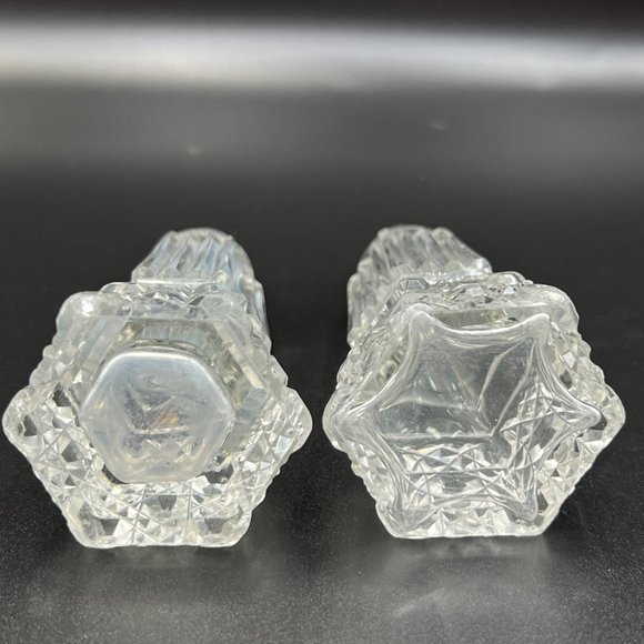 Cut Glass Salt & Pepper Shaker Pewter Toppers - Picture 3 of 14